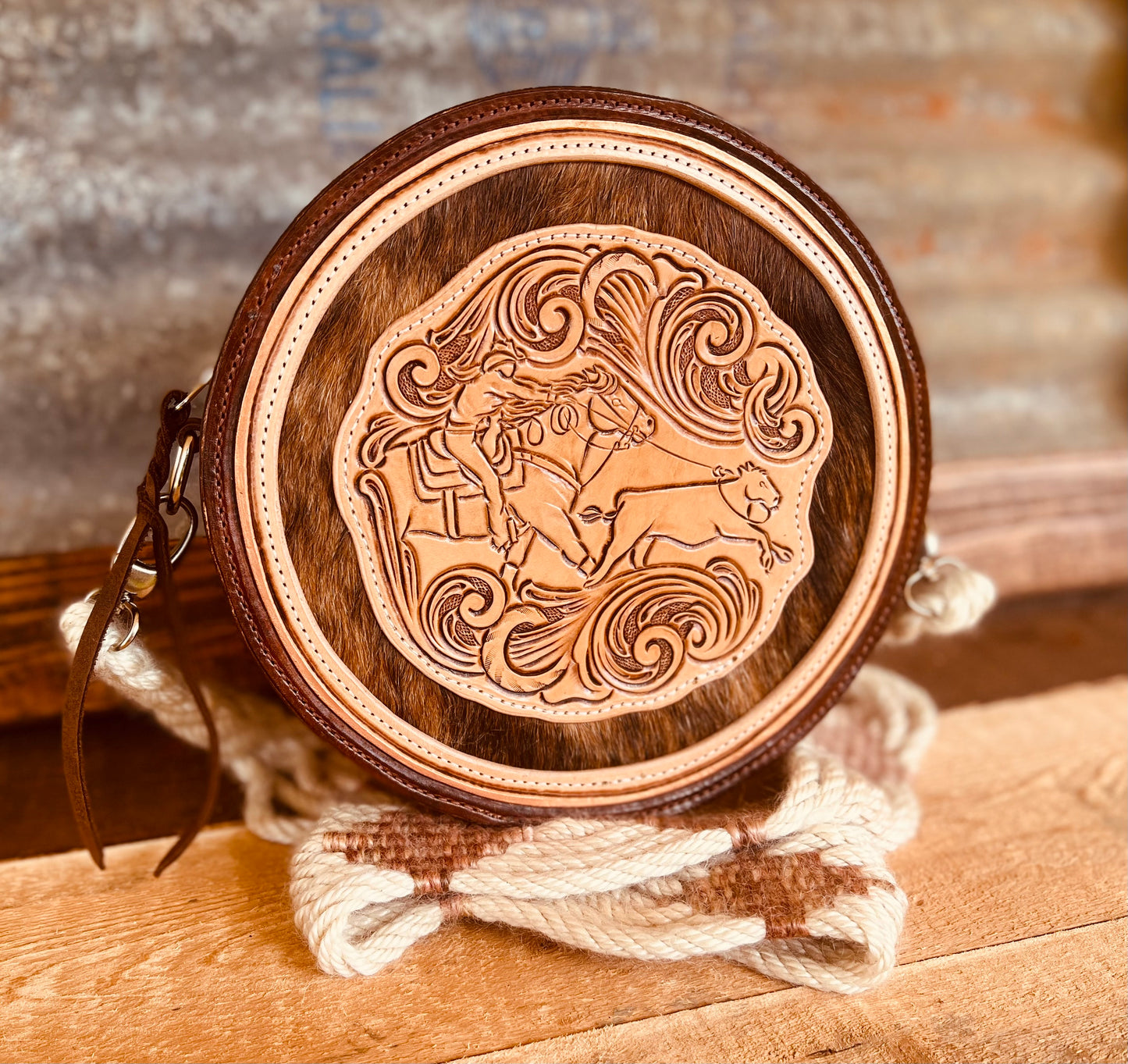 Cowgirls N Roses Round Bag