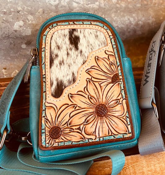 Sling Bag Sunflowers and Cowhide