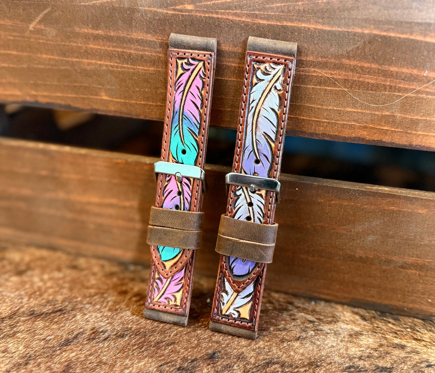 Tooled Feather Apple Watchbands
