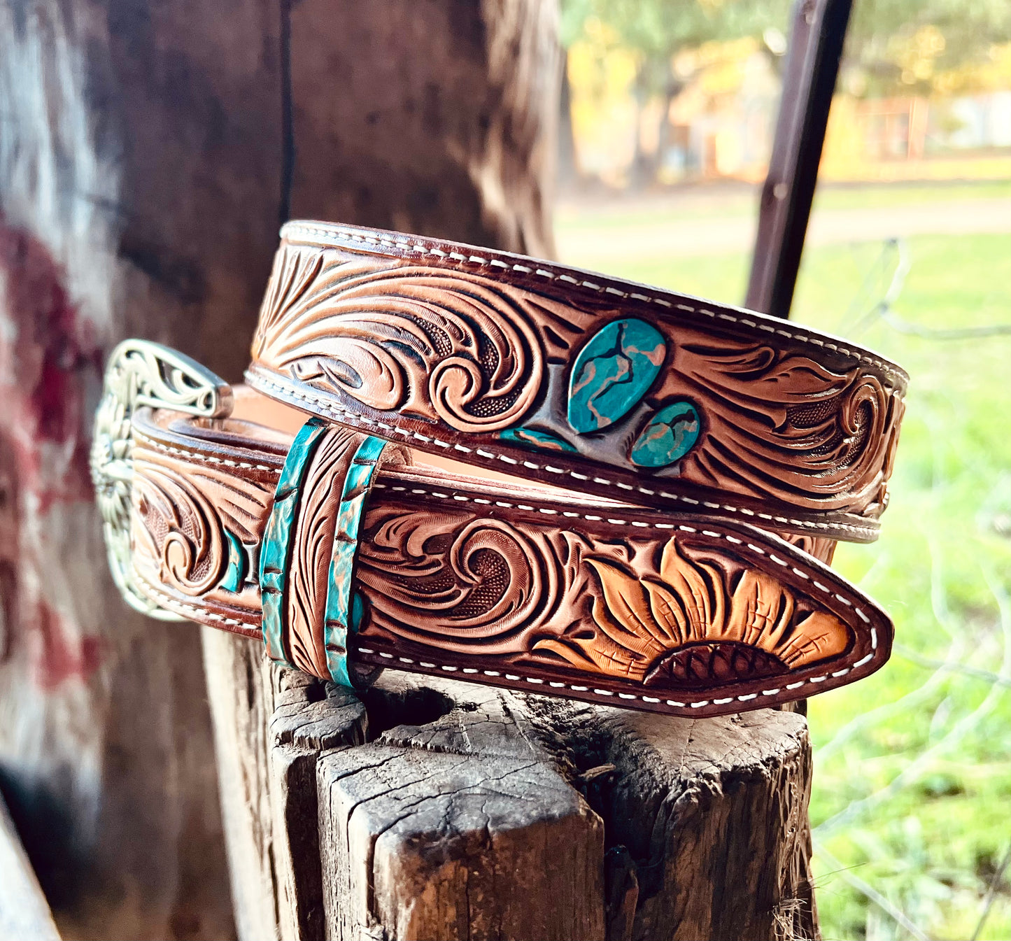 Turquoise and Sunflower Belt